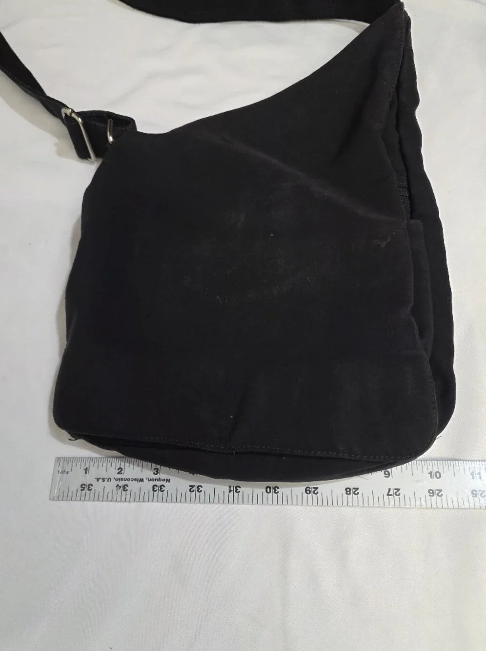 HOBO International Black Messenger Crossbody Nylon Canvas Bag